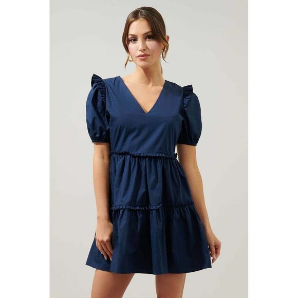 Collegiate Navy Poplin Mini Dress - Picture 4 of 6